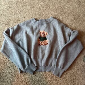 Teddy bear gray cropped sweater juniors medium